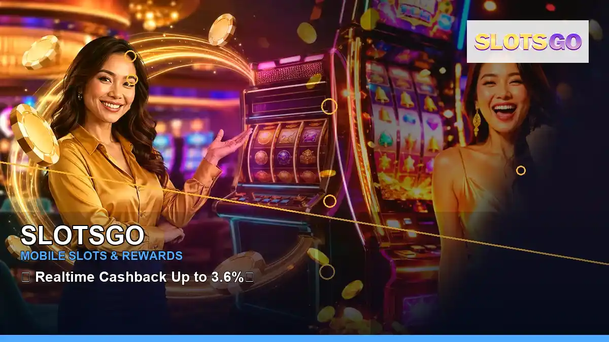 SLOTSGO left-framed gold jackpot slot games highlighting mobile-friendly casino play
