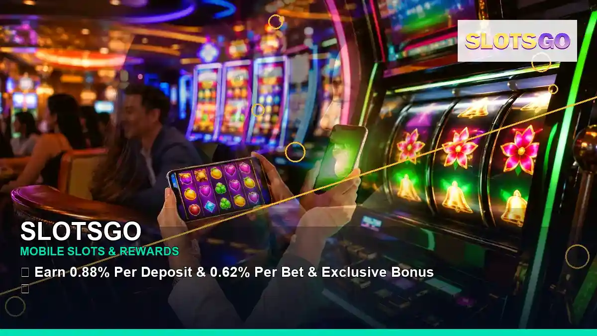 SLOTSGO gold jackpot slot games featuring an adult Filipina casino host with a layered collage composition