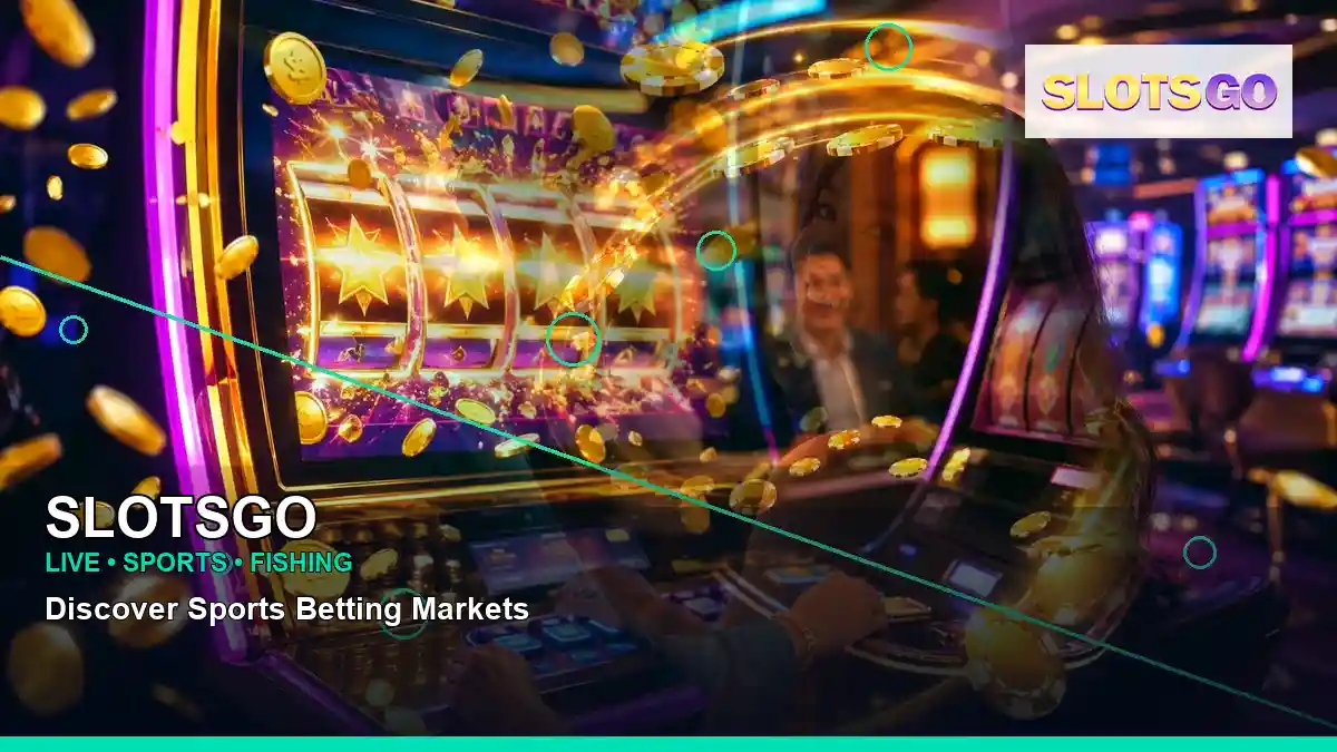 SLOTSGO play phone mobile casino games featuring an adult Filipina casino host with a layered collage composition